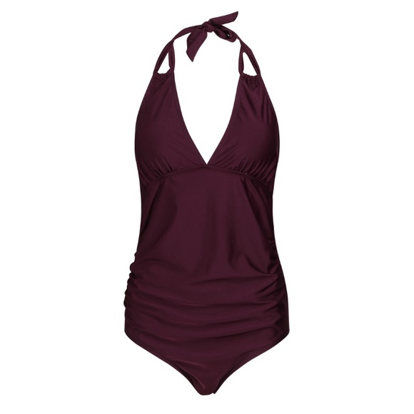NWT Maternity Maroon wine one piece swim suit! - Picture 3 of 6